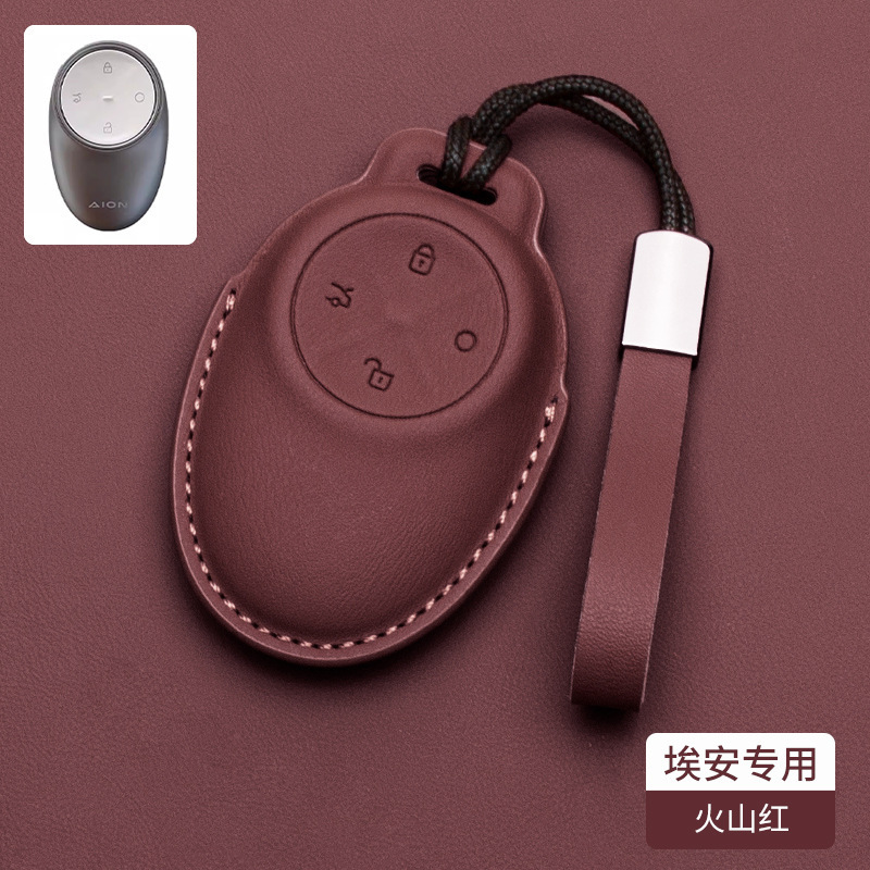 아이안 티라노사우루스 렉스#A형 랜야드 가죽 키커버 [볼케이노 레드]