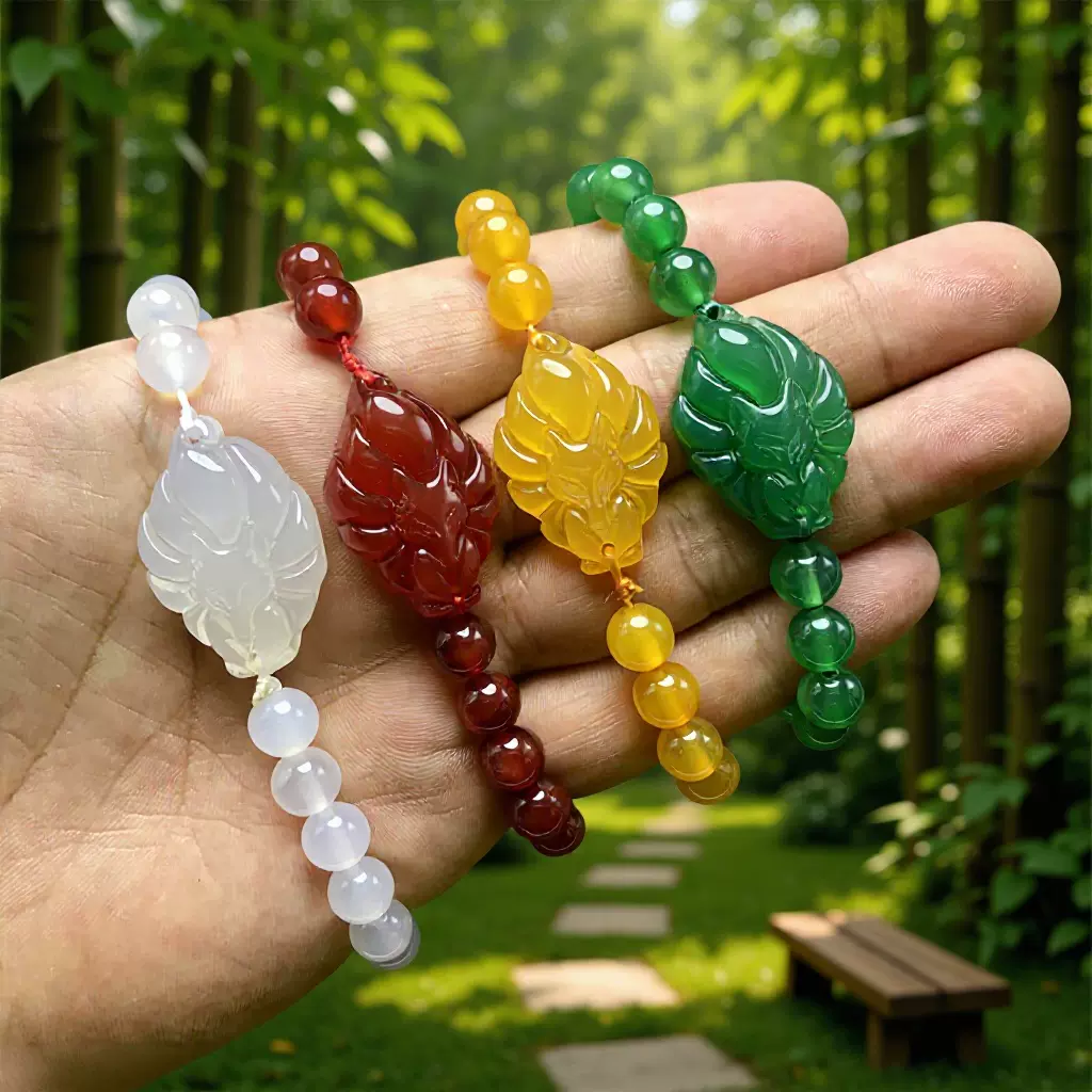 外贸越南玛瑙玉髓狐狸九尾狐手链 狐狸手链玉石绿狐狸吊坠直播货