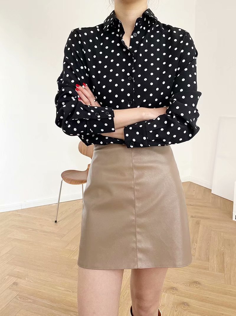 Long-Sleeved Polka-Dot Casual Shirt NSAM49729