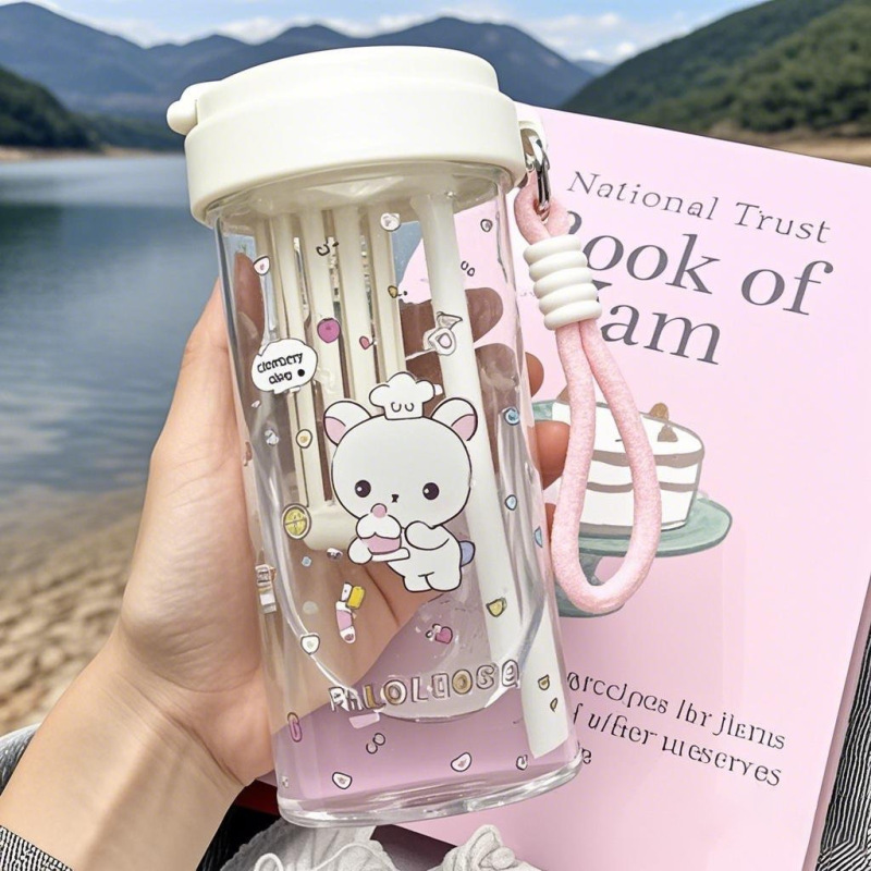 高颜值ins简约带茶漏水杯女生学生塑料杯吸管杯夏季水杯便携可爱|undefined