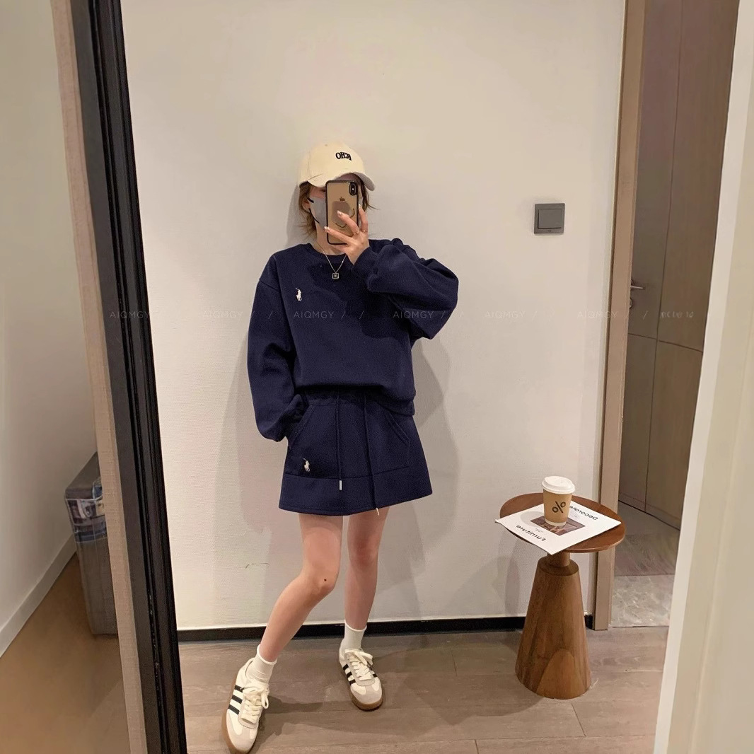 Loose Round Neck Embroidered Sweat Hip Skirt Two-piece Set Women's Spring and Autumn New Fashion Casual Sports suit