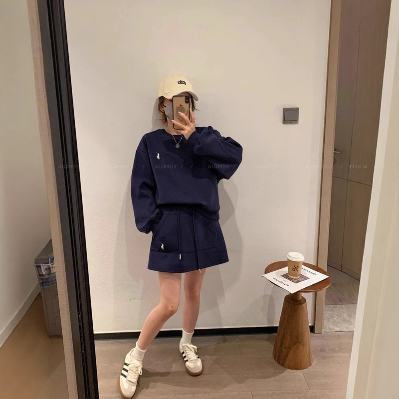 Loose Round Neck Embroidered Sweat Hip Skirt Two-piece Set Women's Spring and Autumn New Fashion Casual Sports suit Loose Round Neck Embroidered Sweat Hip Skirt Two-piece Set Women's Spring and Autumn New Fashion Casual Sports suit