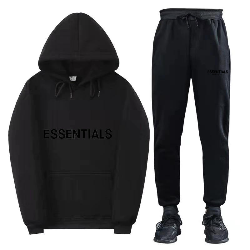 Свитшот-комплект (Fear of God ESSENTIALS) унисекс с двойной линией и бархатной худи & джоггеры, размеры S–XXXL