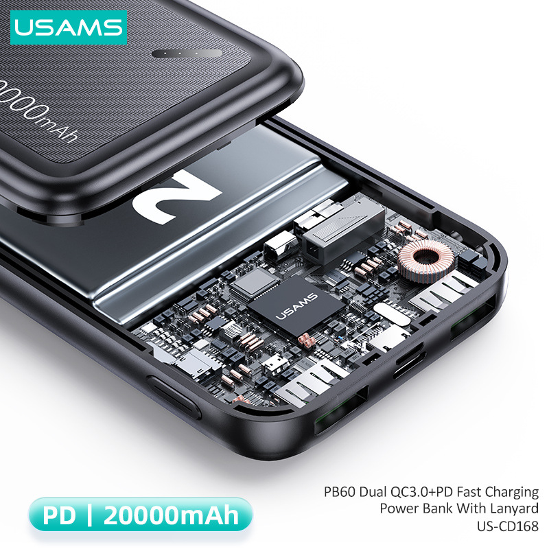 Power bank 20000mah con carga rápida y correa de transporte_voghion.com