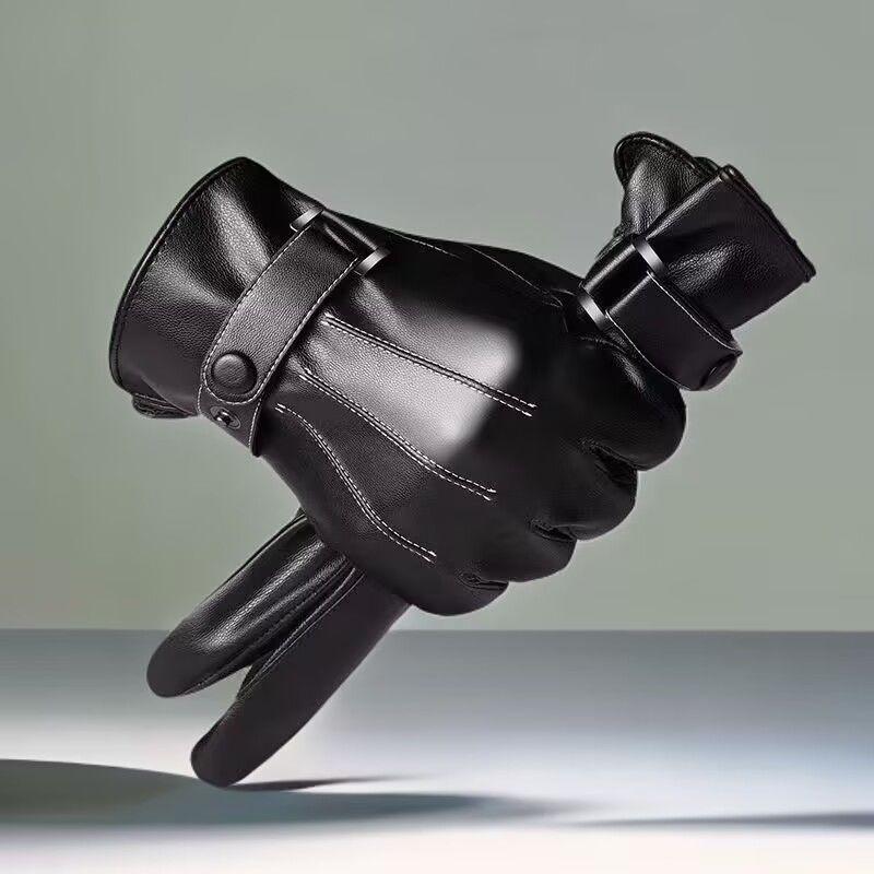 Guantes para hombres de invierno para montar al aire libre con guantes de piel de pantalla táctil caliente para automóviles eléctricos a prueba de viento a prueba de agua