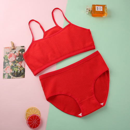 【Instant Delivery】Red Innerwear Set for Girls in their Luck Year, Developmental Stage, Ages 8-15, Cotton, for Middle School Students and Primary School Students