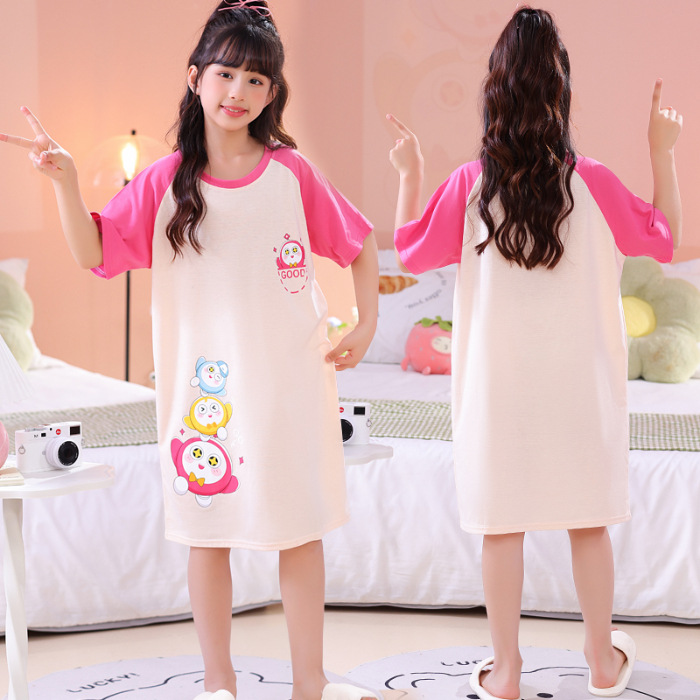 Pijama infantil princesa viento de verano nuevo pijama de niñas mangas cortas pacha perro vestido de dibujos animados ropa para el hogar