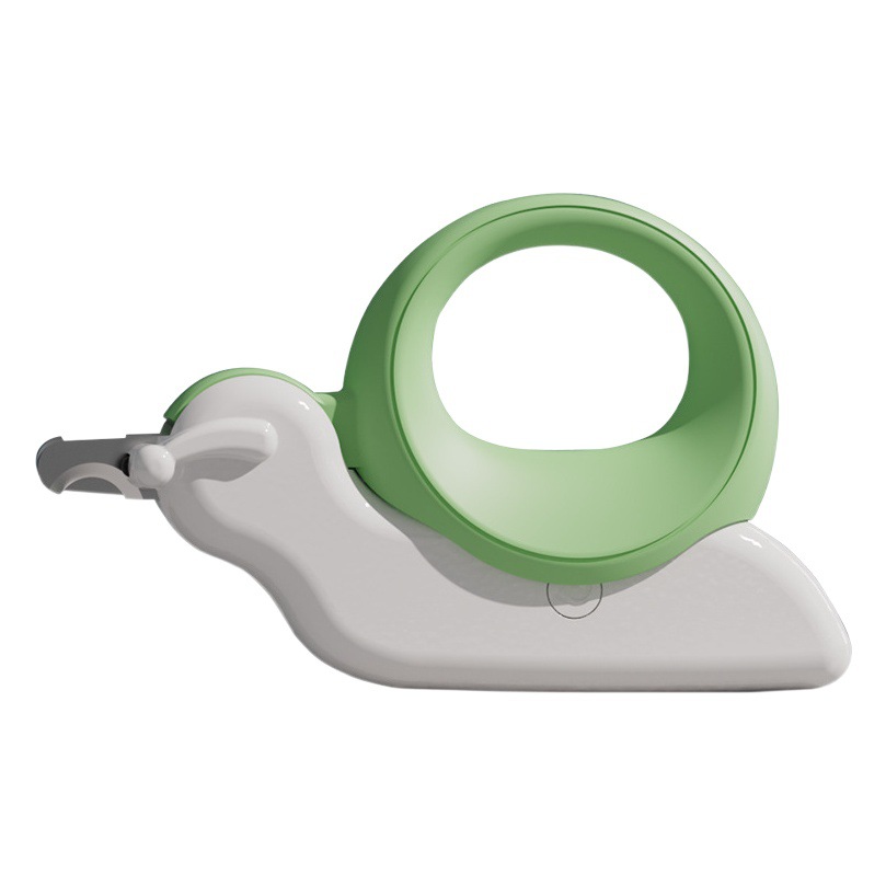 Fábrica en stock forma de caracol cortaúñas para mascotas cortaúñas lámpara LED seguridad tijeras gato cortaúñas