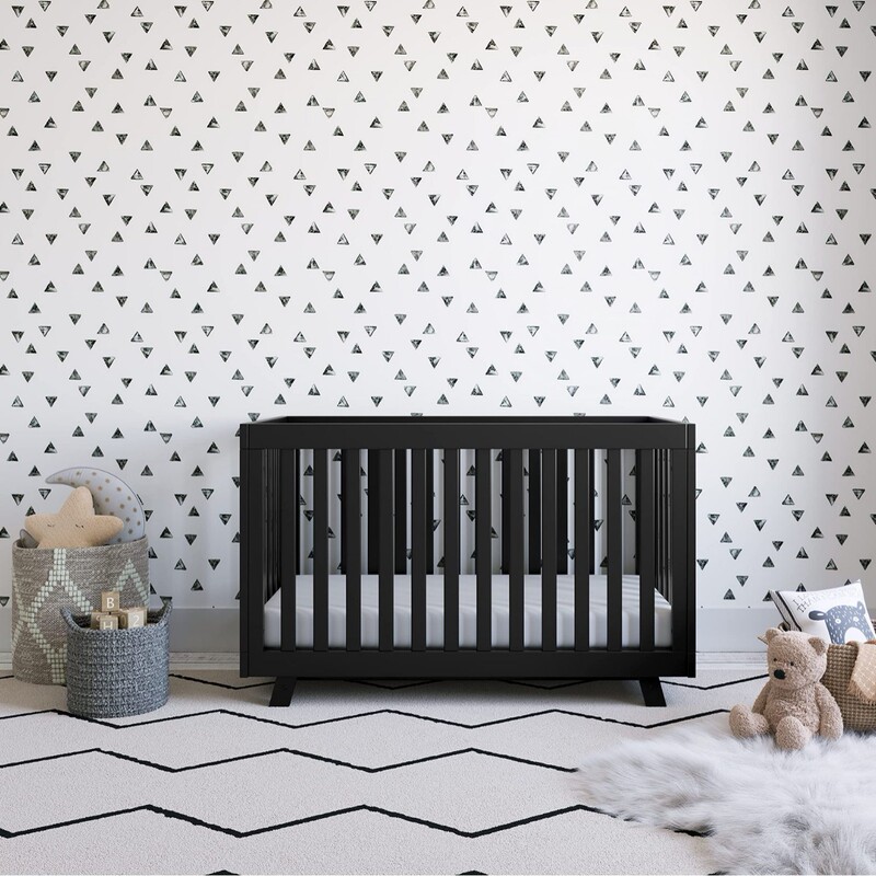Crib convertible toddler bed and day bed standard size black modern pine cross border