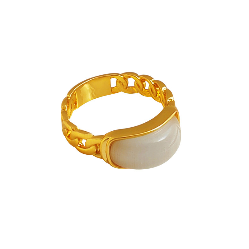 Retro Geometric Copper Rings Plating Opal Copper Rings