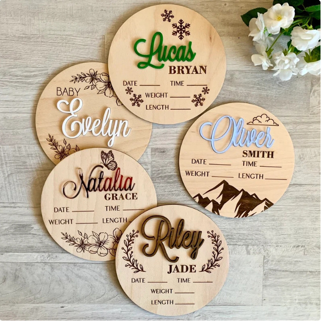 DIY Wooden Birth Announcement Plaque with Baby's Name, Wooden Plaque, Wood Chip, Hello World Wooden Sign, Commemorative DIY Wooden Birth Announcement Plaque with Baby's Name, Wooden Plaque, Wood Chip, Hello World Wooden Sign, Commemorative