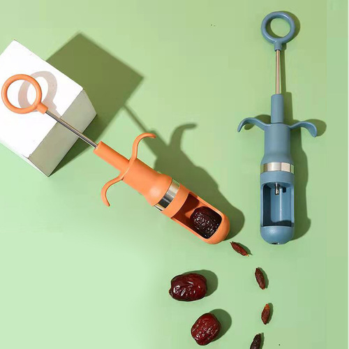 New jujube cherry pit remover, kitchen syringe press type quick pit remover, plastic coring and seed remover