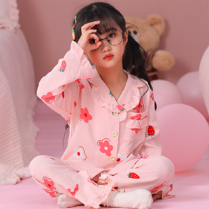 Pijama de niñas de manga larga primavera y otoño espuma ropa casual infantil princesa niña tesoro set de ropa para el hogar