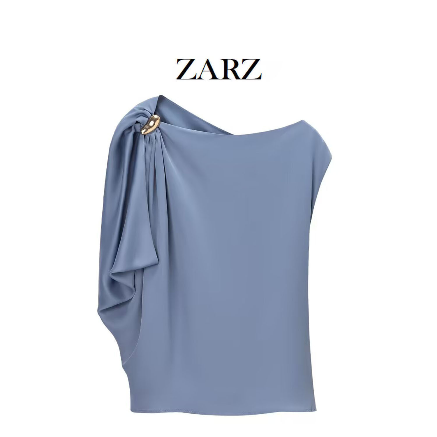 Women's Asymmetrical Top Fashionable Chic Silk Satin Texture New Clothing_ecoleips.com