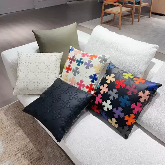 Internet Celebrous Home Living Room Sofa Pillow Crockstar Color Leather Cross Car Pillow Bedroom Cushion