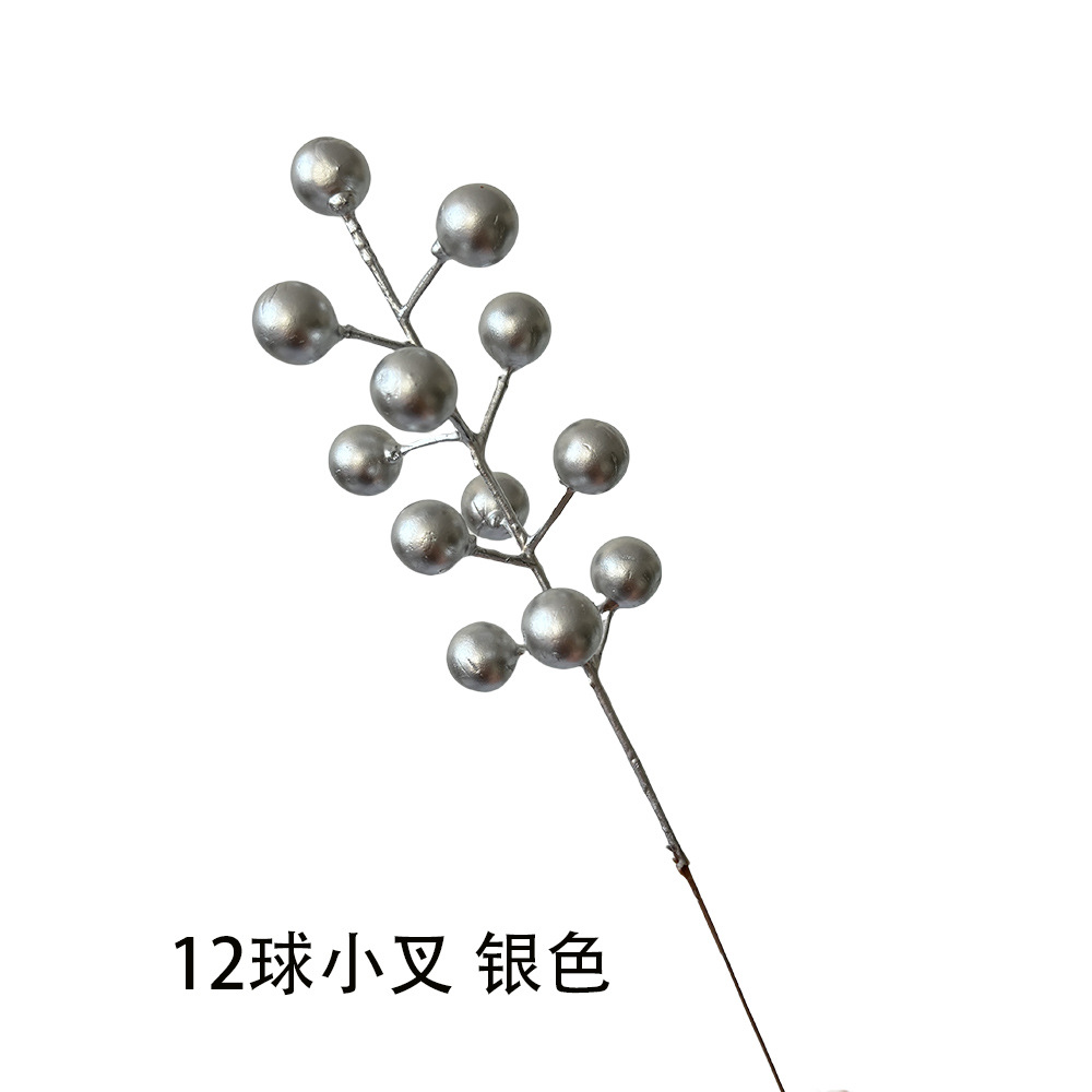 Baya de simulación de Navidad dorada, espolvorear agujas de cedro, decoración de flores de Año Nuevo, fruta roja, fortuna, accesorios de barril de frutas al por mayor