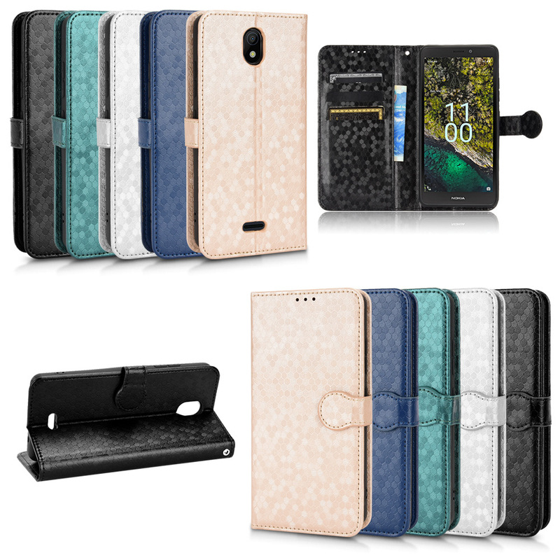 Applicable to Nokia C100 polka dot pattern phone case Nokia C100 protective case flip case lanyard leather case