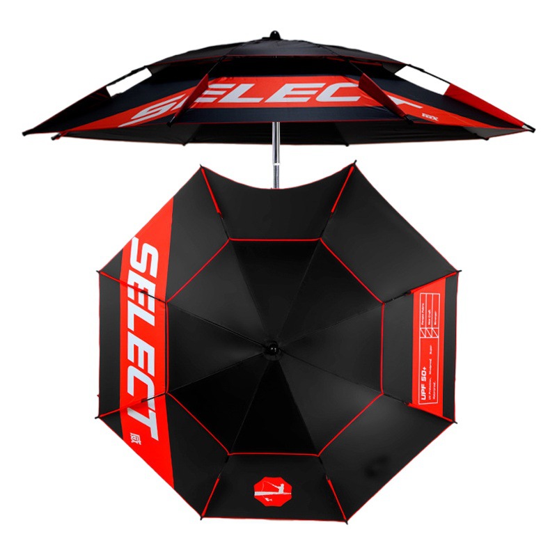 Dai Weiying Universal 2.4m Double Layer Black Glue Stainless Steel Fishing Umbrella Rainproof Sun Fishing Umbrella Outdoor Sunshade Thickened Umbrella