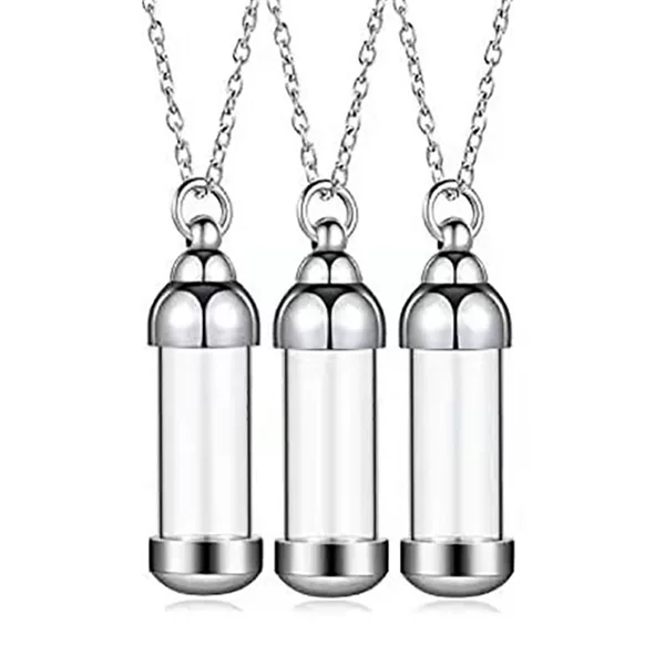 Stainless steel gabu bottle cylindrical transparent glass ashes pendant perfume bottle stainless steel hollow urn jar