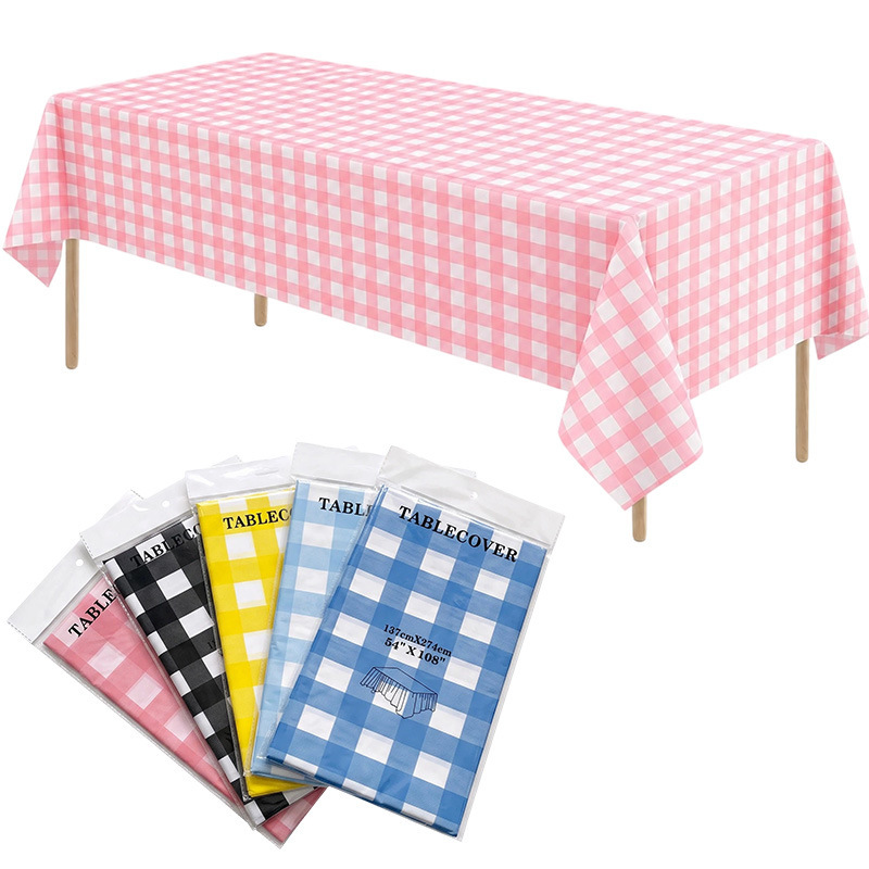 Cross-border foreign trade plaid party tablecloth 137*274, disposable picnic and camping tablecloth, waterproof and oil-resistant Cross-border foreign trade plaid party tablecloth 137*274, disposable picnic and camping tablecloth, waterproof and oil-resistant