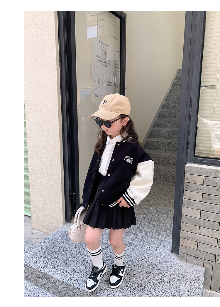 艾摩贝贝韩版儿童中性拼色休闲棒球服2022秋季男女童夹克上衣外套详情14