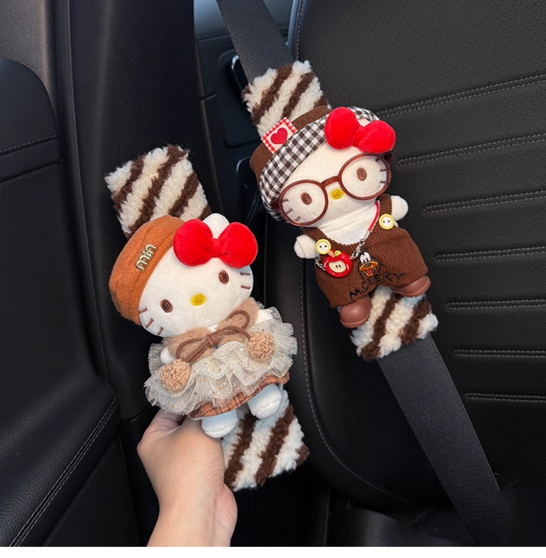 Hellokitty Car Seat Belt Shoulder Pads Car Interior Seat Belt Decoration Anti-Wear Clothing Couple Set for Women