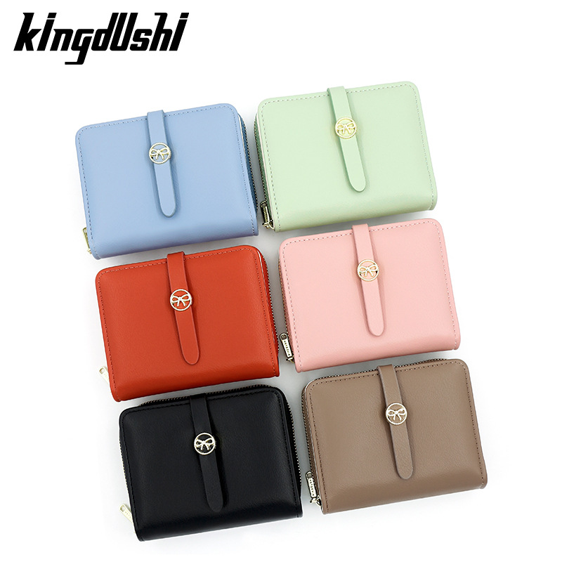 Hebilla de moda de estilo coreano de las mujeres billetera corta de gran capacidad Multi-tarjeta monedero certificado Bolsa De fábrica al por mayor