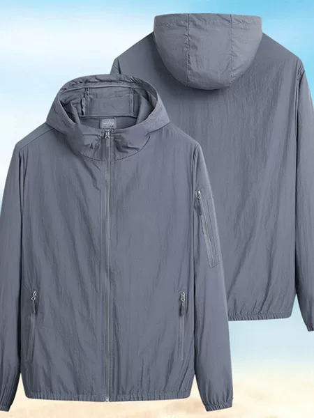 Sun protection clothing men's new ice silk quick-drying breathable hooded sun protection skin windbreaker outdoor mountaineering fishing clothing coat men