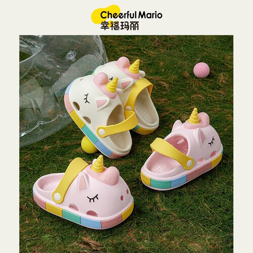 Happy Mary Children's Slippers Unicorn Girls Princess Shoes Summer New Cute Cartoon Anti-Slip Dual-Purpose Crocs
