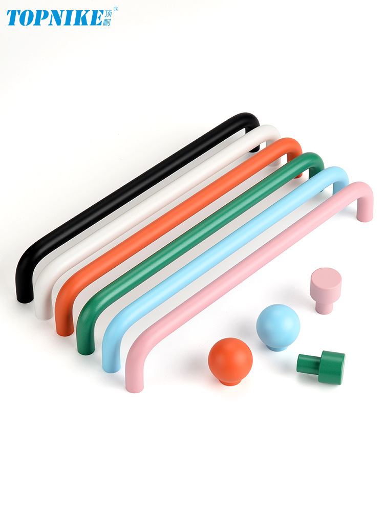 P616批發現代簡約彩色小拉手櫥櫃衣櫃抽屜書櫃把手兒童房橙色粉紅