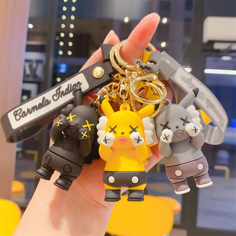 Wholesale Cartoon Pooh Bear Keychain Pendant Girlfriend Bag Hanging Ornaments Small Gift Sesame Street Pikachu Key Chain