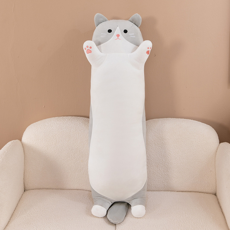 国境を越えた長い猫のぬいぐるみ枕、子供向けのかわいい寝かしつけ人形、女の子への誕生日プレゼント|undefined