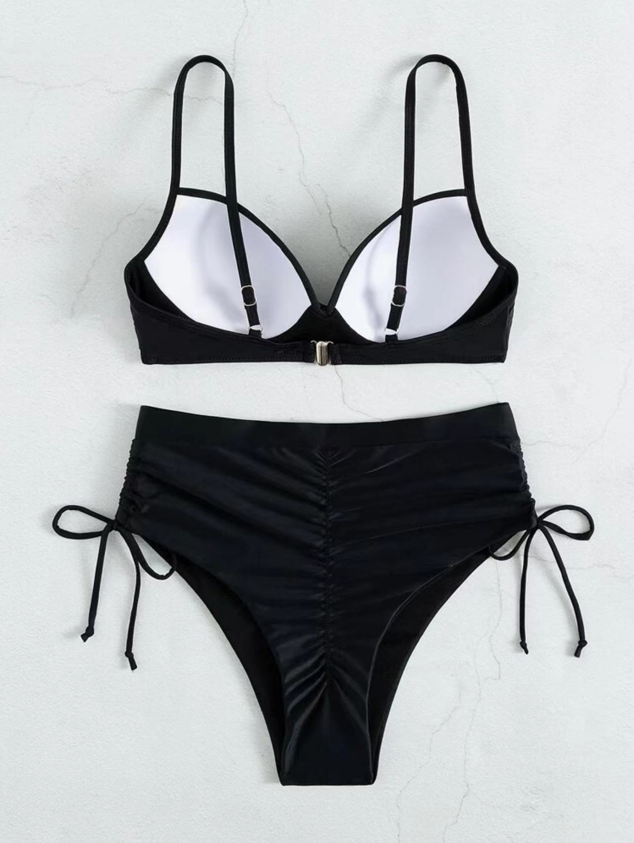 182g Weight Women's Solid Color 2 Pieces Set Bikinis Swimwear