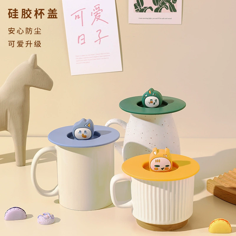 Cartoon silicone hermetic glass cover, glass handle