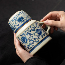 汝窑缠枝莲陶瓷小暖壶家用大容量焖茶壶创意喝水泡茶杯定 制LOGO