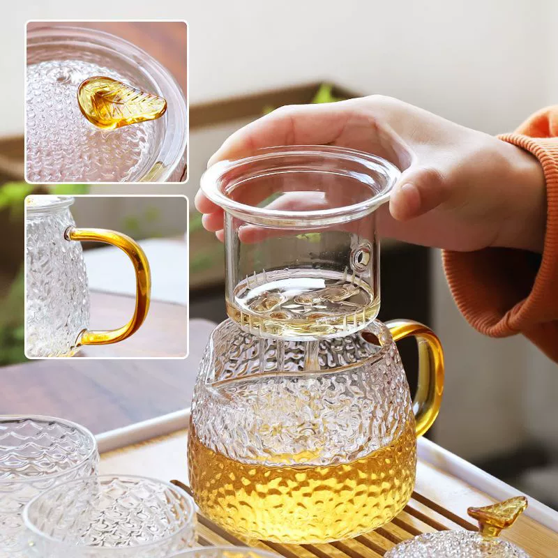 Glass tea set, simple tea cup for home use for living room, light luxury style