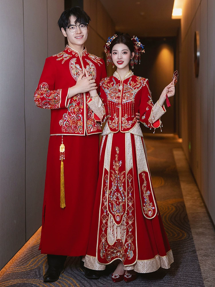 Свадебное платье Xiuhe Wear Bride 2025 года, новое свадебное платье в китайском стиле, элегантное и компактное, тонкое и плотное свадебное платье высокого класса