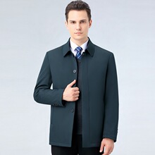2025冬季防寒羽绒服男士保暖羽绒翻领中年爸爸装外套商务休闲夹克
