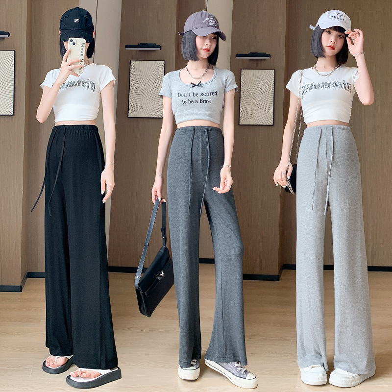 Pregnant Women's Pants Summer New Non-Abdominal Drawstring Wide-Leg Pants Pregnant Women's High Waist Small Loose Straight Casual Pants