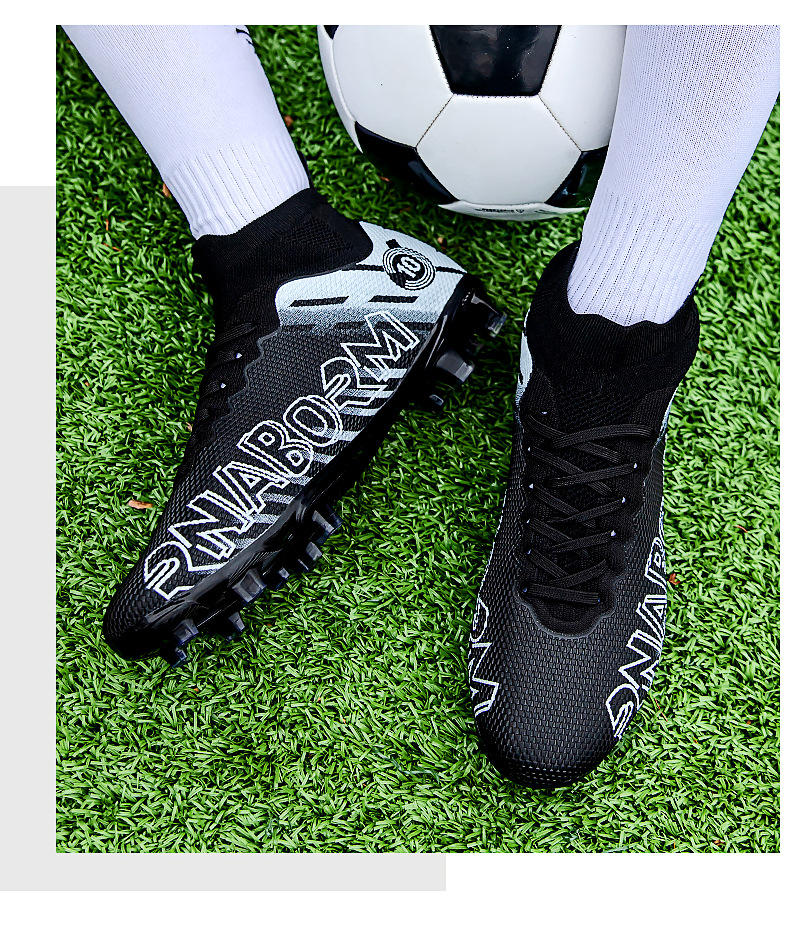 Autumn New High Top Long Men's and Women's Gold School Professional Training Broken Nail Football Shoes_voghion.com