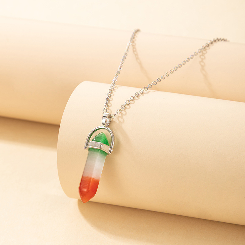 European and American new necklace multicolor bullet necklace personality single layer hexagonal col
