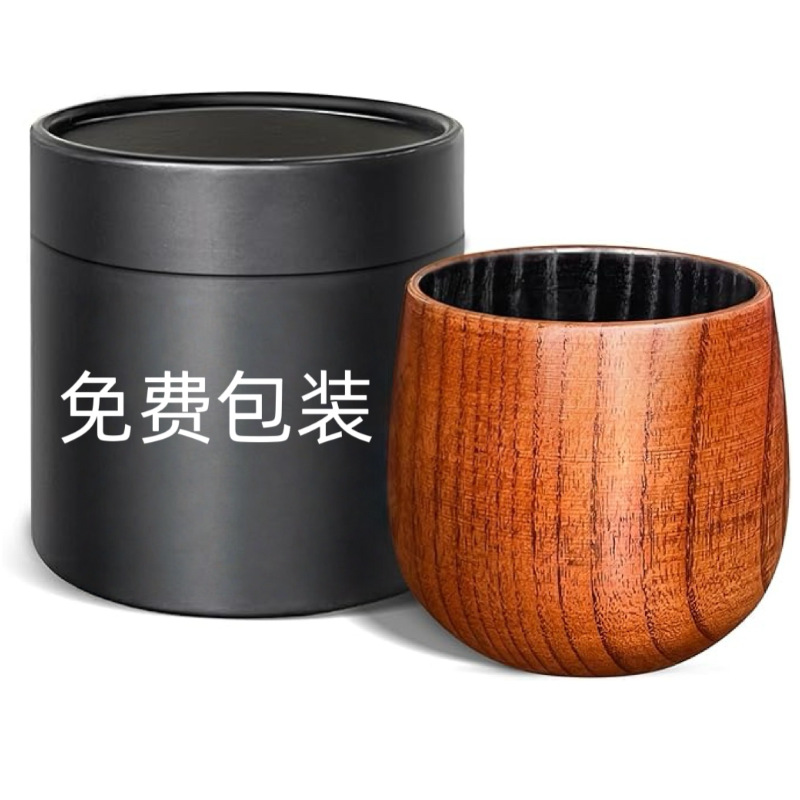 Fuente de origen de madera creativa taza de madera protección del medio ambiente taza japonesa anti-escaldado taza de agua de madera sólida en stock al por mayor gran cantidad de descuento