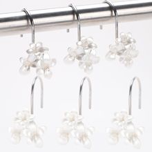 厂家直销跨境专供创意家居装饰珠光花树脂挂钩 浴帘挂钩 窗帘挂钩