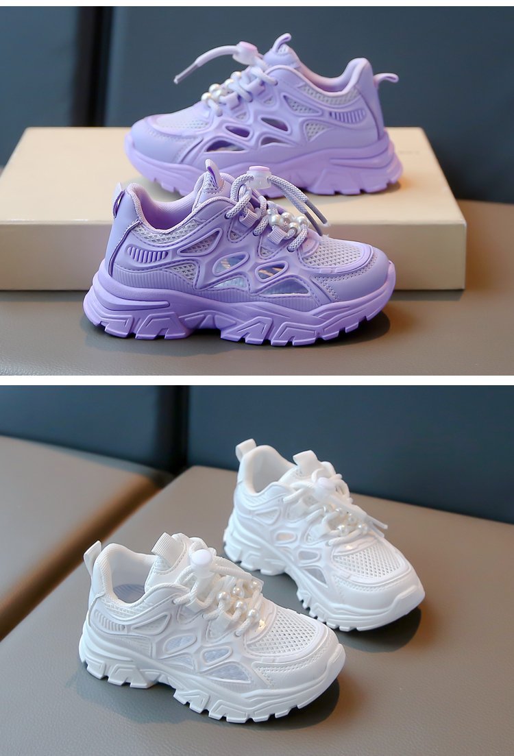 Chunky sneakers för flickor andas mesh med plattform_voghion.com