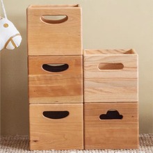 创意木质收纳箱正方形可手提儿童玩具收纳筐桌上储物木质整理箱