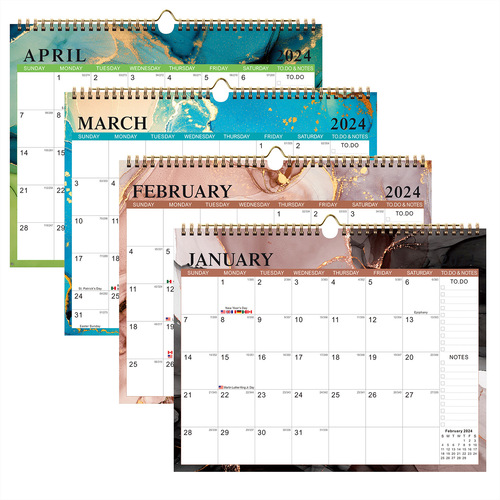 Manufacturer's -24 English Calendar Simple and Creative Desktop Calendar 18-Month Multi-Country Holiday Wall Calendar