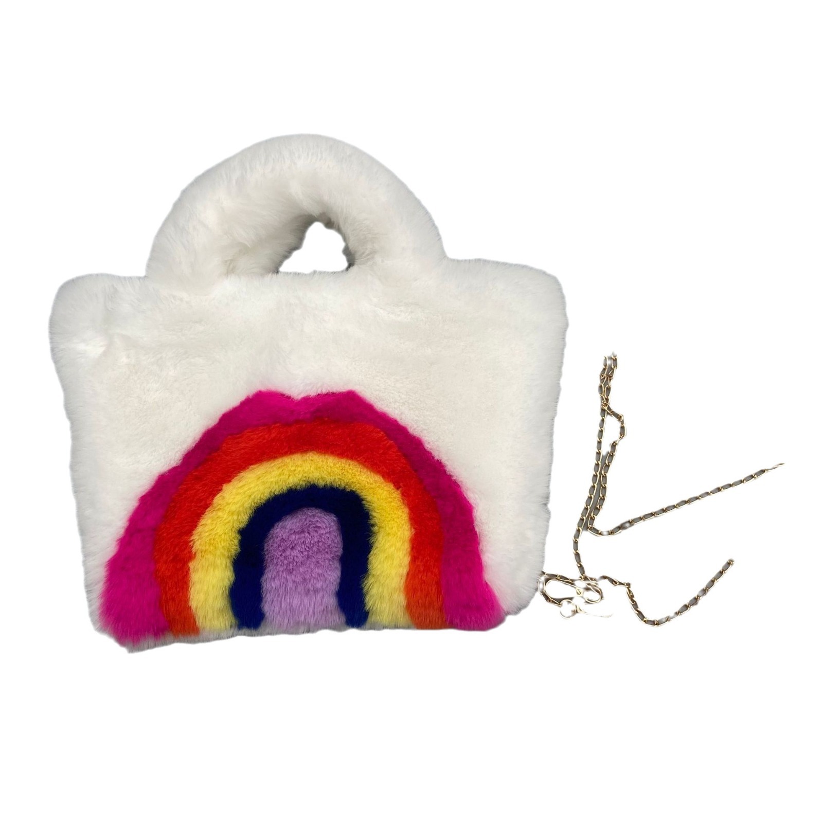 Bolso de mano tipo tote para mujer, de gran capacidad, con diseño de piel de conejo sintética, estilo arcoíris, éxito de ventas transfronterizo, moderno y versátil.