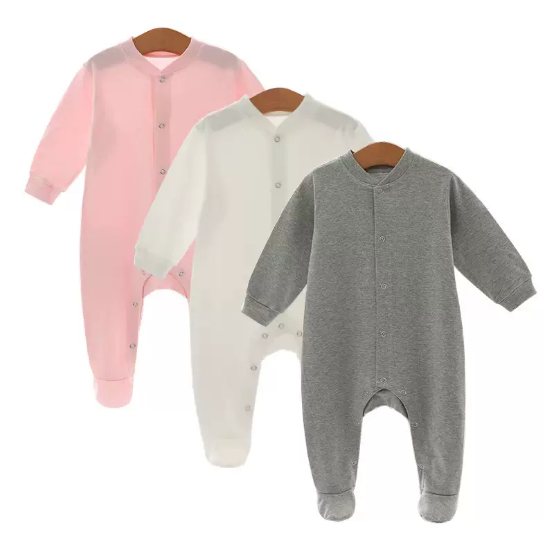 外贸欧美新生儿哈衣婴儿长袖包脚爬服初生儿空调服连身衣包屁哈衣
