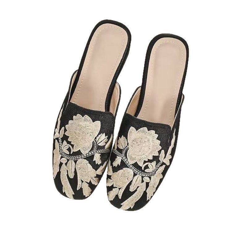 Nuevo estilo chino bordado chinas zapatillas de cabeza para mujeres verano 2026 nuevo estilo retro Muller moda versátil zapatillas de cabeza de cabeza media image 5