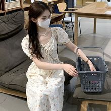 碎花连衣裙女2024夏季新款法式仙女裙子显瘦宽松遮肉减龄过膝长裙